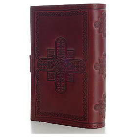 Couverture liturgie 4 vol. cuir véritable bordeaux croix décorées