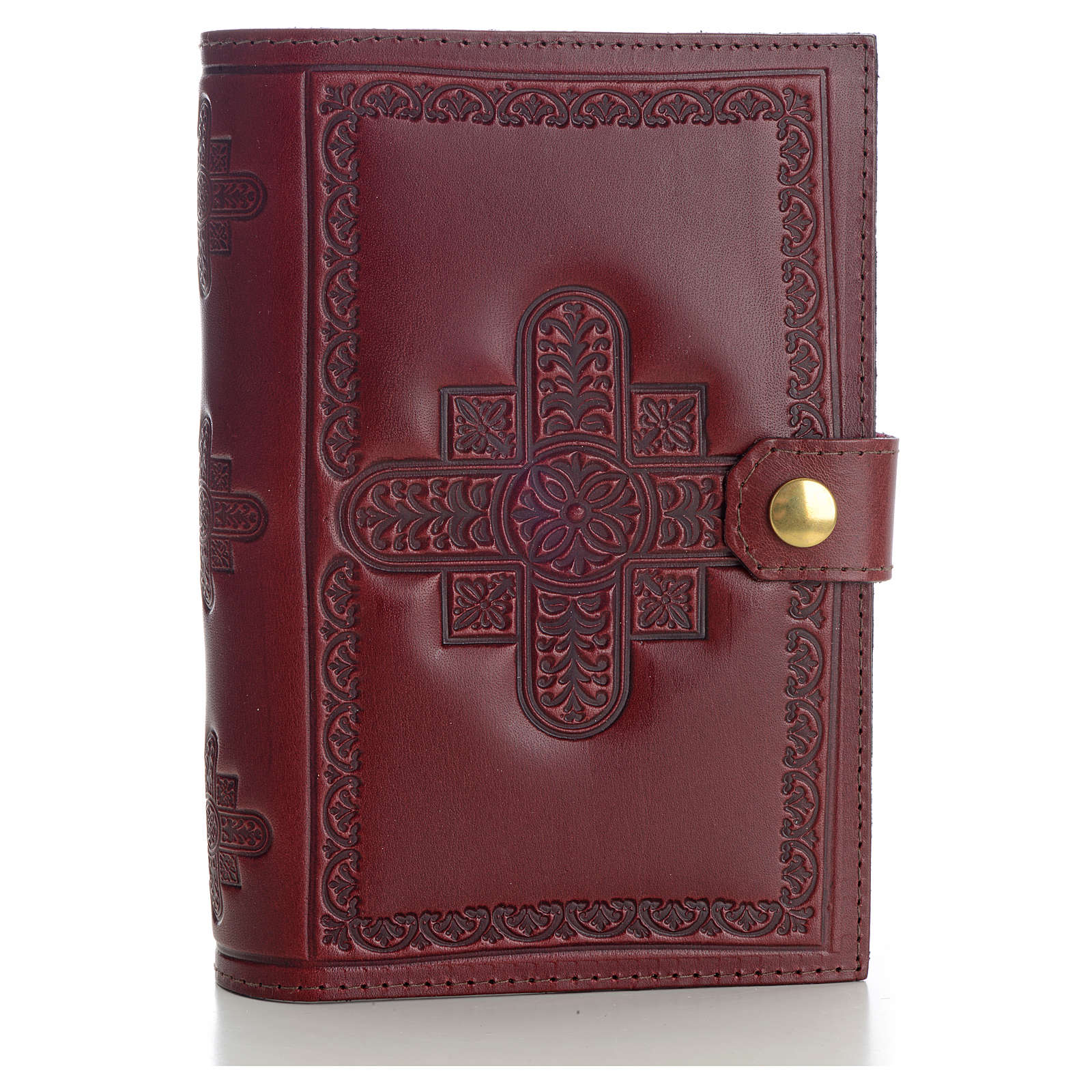 Couverture liturgie 4 vol. cuir v?ritable bordeaux croix d?cor?es