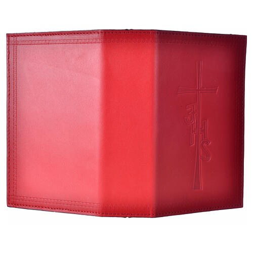 Capa Liturgia Horas 4 vol. couro vermelho cruz IHS 2