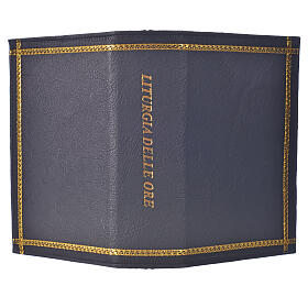 Einband fűr Stundengebet aus schwarzem Leder goldfarbigen Rändern und Aufschrift (4 Bände)