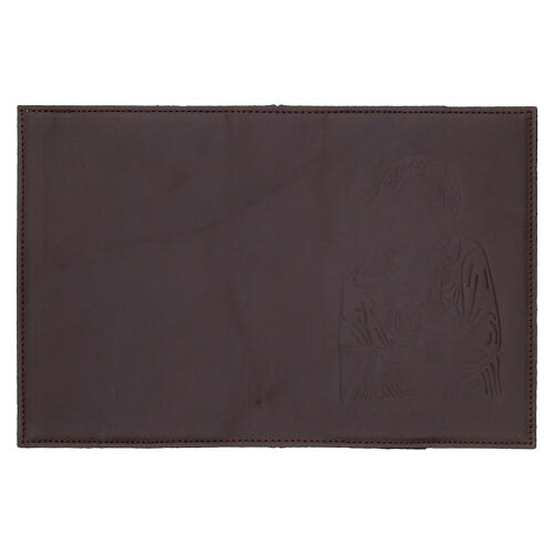 Einband fűr Stundengebet aus dunkelbraunem Leder mit Bild der Heiligen Familie (4 Bände) 1