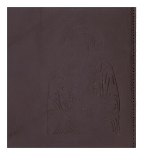 Einband fűr Stundengebet aus dunkelbraunem Leder mit Bild der Heiligen Familie (4 Bände) 2