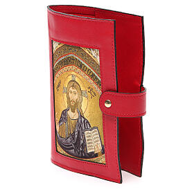 Einband (4 Bände) aus rotem Leder mit Bild vom Pantokrator