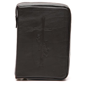 Custodie lit. ore 4 vol.: Copri Liturgia delle Ore 4 vol. croce IHS pelle testa di moro zip