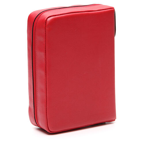 Einband fűr Stundengebet (4 Bände) aus rotem Leder mit eingeprägtem IHS-Symbol und Reißverschluss 3