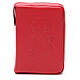 Einband fűr Stundengebet (4 Bände) aus rotem Leder mit eingeprägtem IHS-Symbol und Reißverschluss s1