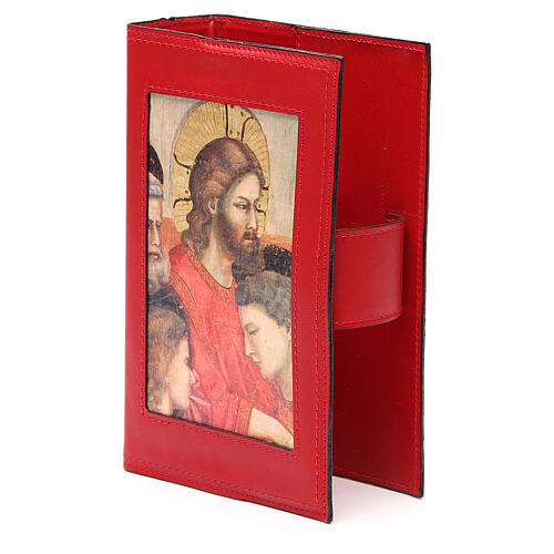 Brevier-Einband (4 Bände) aus rotem Leder mit Piktographie von Giottos letztem Abendmahl 2