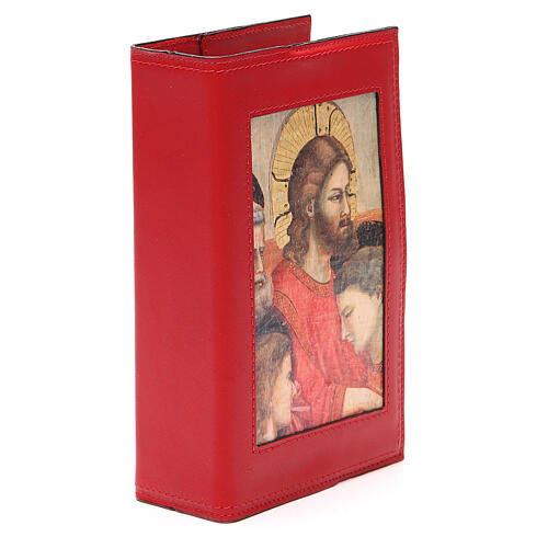 Brevier-Einband (4 Bände) aus rotem Leder mit Piktographie von Giottos letztem Abendmahl 4