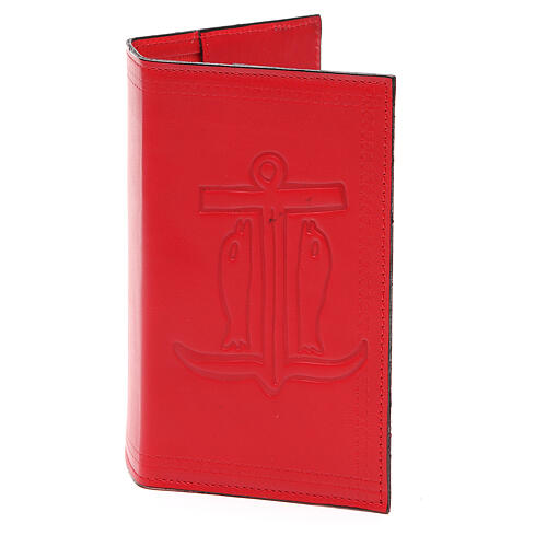 Liturgie-Mappe (Einzelband) aus rotem Leder mit Rettungsanker 1