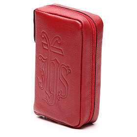 Liturgie-Einband (Einzelband) aus rotem Leder mit IHS