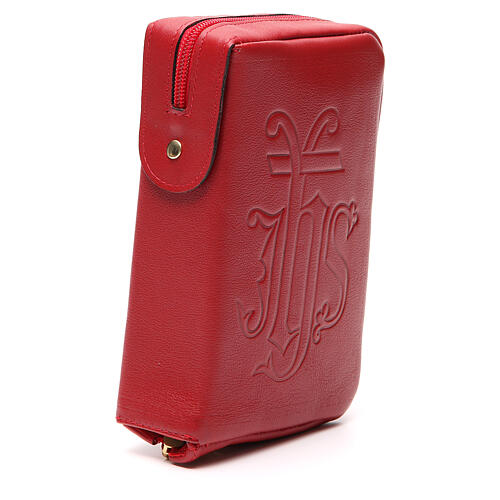 Liturgie-Einband (Einzelband) aus rotem Leder mit IHS 4