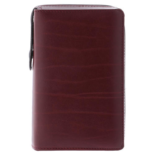 Couverture cuir fermeture éclair bordeaux pour liturgie quatre volumes italien 20 x 13 cm 1