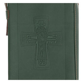 Einband fűr Stundengebet der Mőnche von Bethléem aus grűnem Leder mit geprägtem Kreuz (4 Bände)