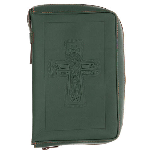 Capa Liturgia das Horas 4 vol. COURO verde cruz impressa Monges Belém 1