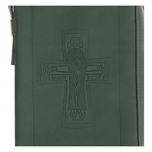 Capa Liturgia das Horas 4 vol. COURO verde cruz impressa Monges Belém 2