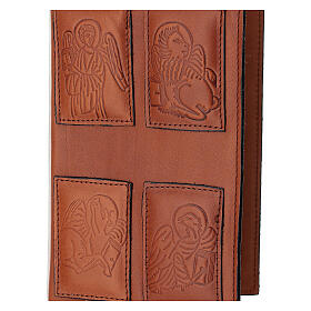 Capa Liturgia das Horas 4 volumes couro marrom 4 evangelistas