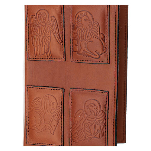 Capa Liturgia das Horas 4 volumes couro marrom 4 evangelistas 2