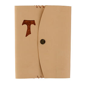 Custodia liturgia delle ore 4 vol. pirografata Tau San Francesco 20x15x6 cm