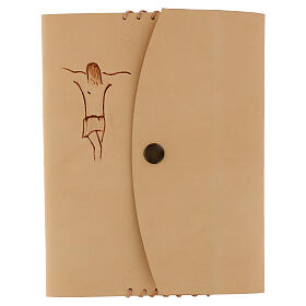 Custodia cuoio liturgia delle ore 4 vol. corpo di Cristo stilizzato 20x15x6 cm