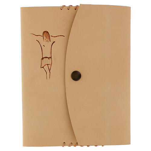 Custodia cuoio liturgia delle ore 4 vol. corpo di Cristo stilizzato 20x15x6 cm 1