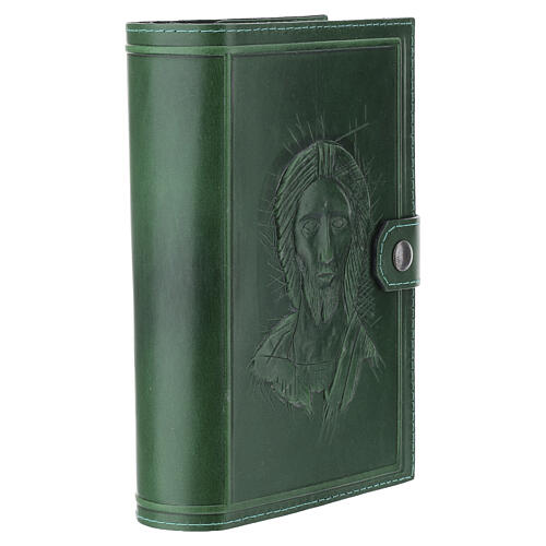 Copertina volto Cristo verde 4 vol. vera pelle 3