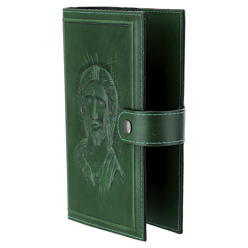 Copertina volto Cristo verde 4 vol. vera pelle 4