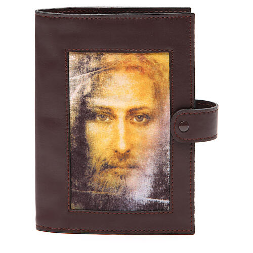 Liturgie-Mappe (4 Bände) aus dunkelbraunem Leder mit heiligem Gesicht 1