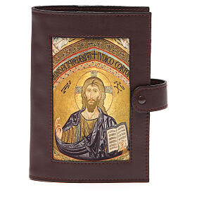Liturgie-Mappe (4 Bände) aus dunkelbraunem Leder mit Christus