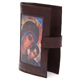 Liturgie-Mappe (4 Bände) aus dunkelbraunem Leder mit Madonna und Jesuskind