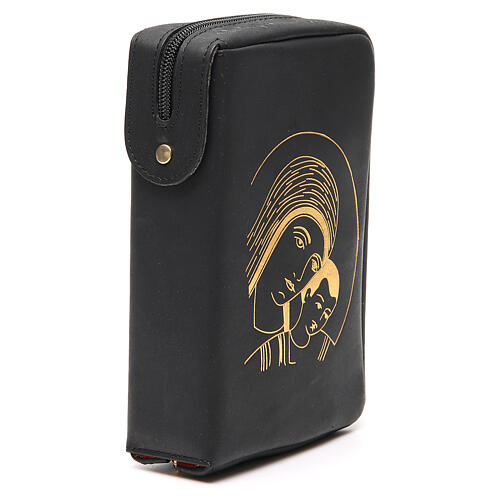 Einband fűr Stundengebet (4 Bänder) aus schwarzem Leder mit Madonna und Jesuskind 4