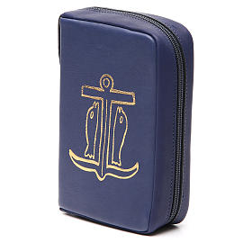 Custodie lit. ore 4 vol.: Custodia Lit. Ore 4 Vol. blu pelle Ancora Salvezza