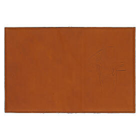 Einband (4 Bänder) aus braunem Leder mit eingeprägtem Christus