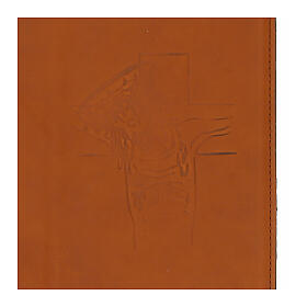 Einband (4 Bänder) aus braunem Leder mit eingeprägtem Christus