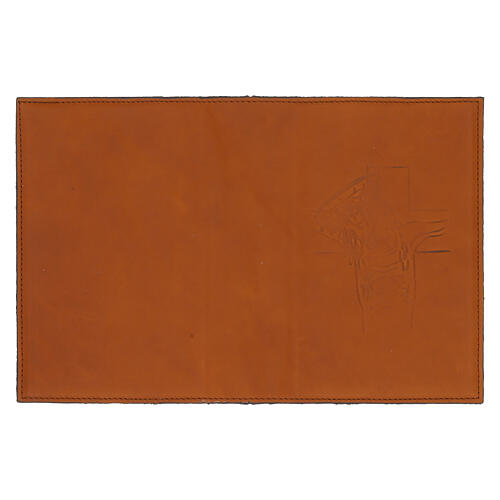 Capa para Lit. Horas 4 vol. castanho couro Cristo impresso 1