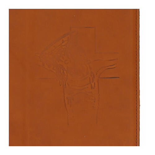 Capa para Lit. Horas 4 vol. castanho couro Cristo impresso 2