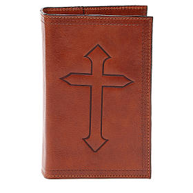 Custodie lit. ore 4 vol.: Custodia 4 Vol. marrone pelle Croce impressa