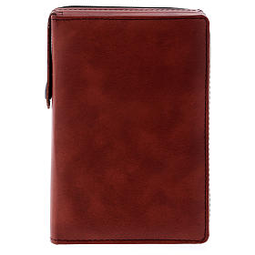 Custodie lit. ore vol. unico: Copertina pelle lampo marrone per liturgia volume unico