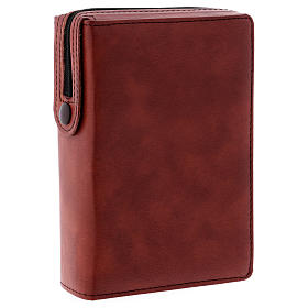 Custodie lit. ore vol. unico: Copertina pelle lampo marrone per liturgia volume unico
