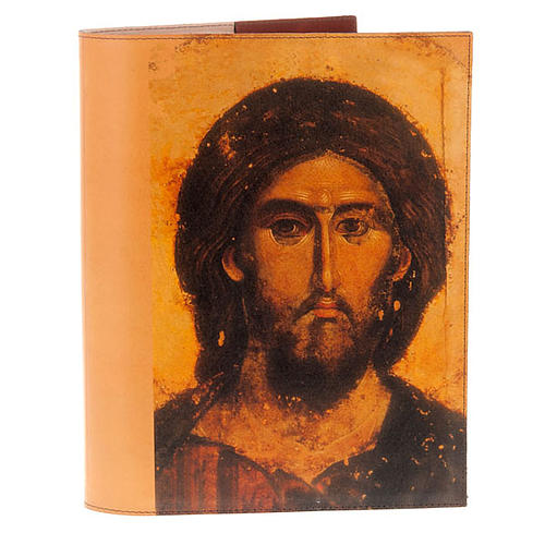 Lectionary cover in real leather, Christ and Our Lady icon 1