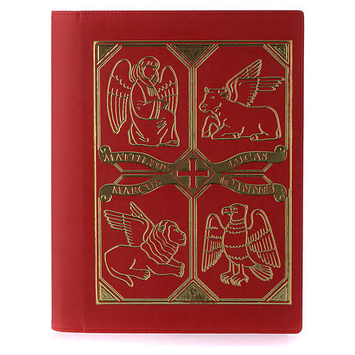Lectionary cover in real leather, Evangelists, red 1