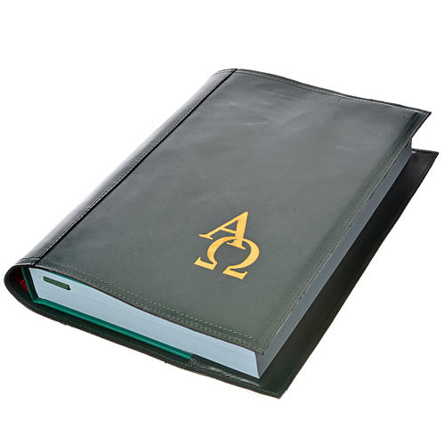 Lectionary cover in real leather, Alpha Omega, green 1
