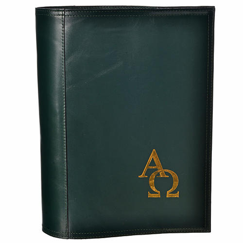 Lectionary cover in real leather, Alpha Omega, green 2