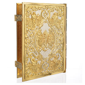 Lectionary cover in gold brass with Crucifixion scene