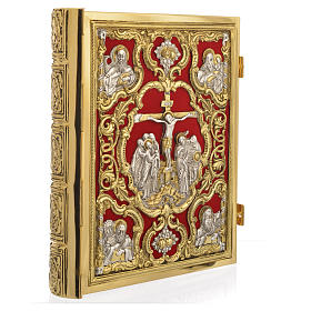 Lectionary cover in gold brass with Jesus on cross image