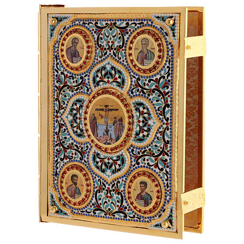 Lectionary cover in gold brass and varnish with Jesus and the Evangelists image 1