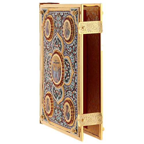 Funda para leccionario latón dorado con esmaltes Jesús Evangelistas 3