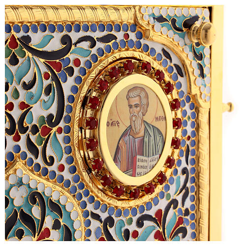 Funda para leccionario latón dorado con esmaltes Jesús Evangelistas 6