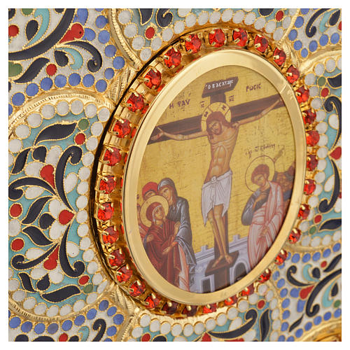 Couverture lectionnaire laiton doré avec émaux Christ et Évangélistes 7