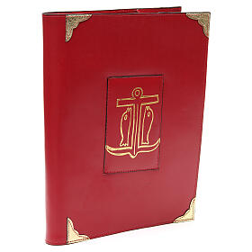 Weekday and festive lectionary cover in red real leather Anchor of Salvation