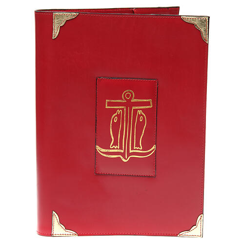 Weekday and festive lectionary cover in red real leather Anchor of Salvation 1
